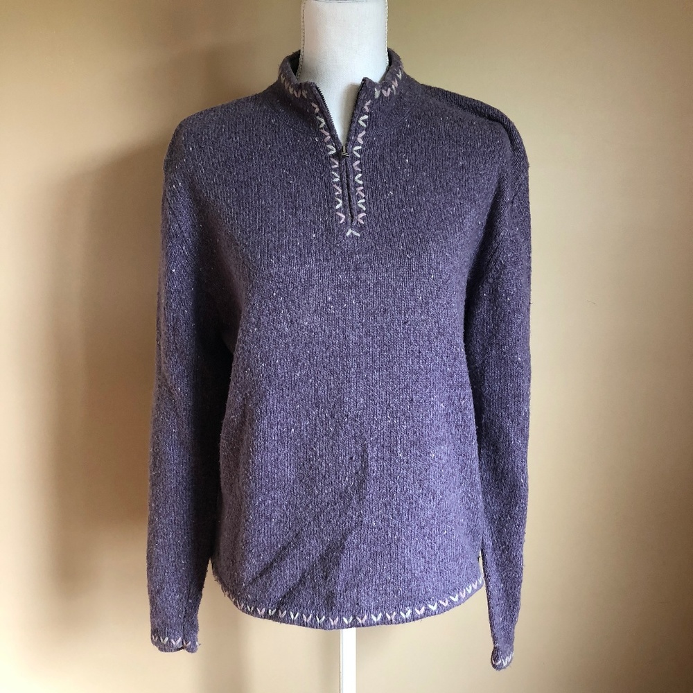 Woolrich | Wool Blend Part Zip Plum Sweater  L